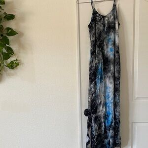 Mona B Black and Blue Tie-Dye Maxi Dress